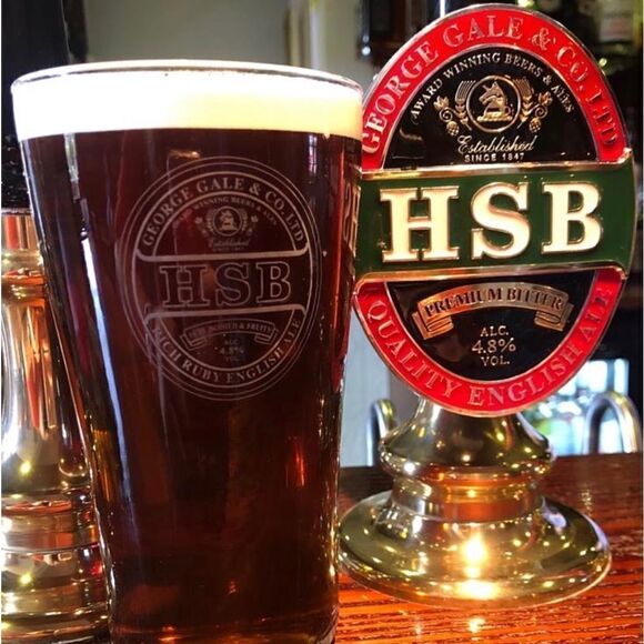 HSB Bitter Beer Glass Clear Pint 16 Oz 3 In Round 6 1/4 Tall  Brewers Ales Bar - Picture 2 of 5